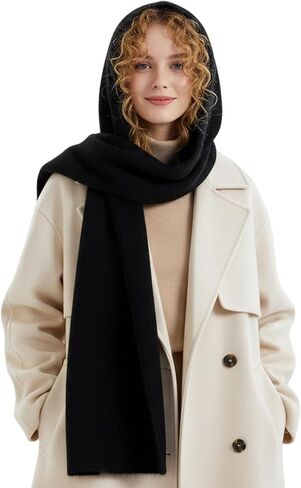 Hooded Scarf for Women Winter Warm Knitted 2 in 1 Hat and Scarf Balaclava Soft Neck Warmer for Cold Weather in Saudi Arabia