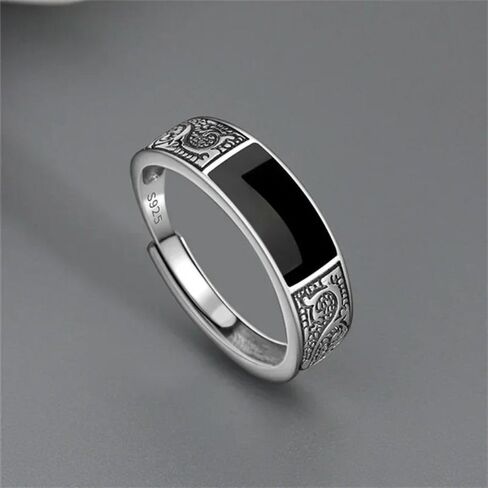 Retro Dragon Pattern Ring Dragon Pattern Minimalist Black Retro Men's Ring Retro Personalized Open Ring Man in Saudi Arabia