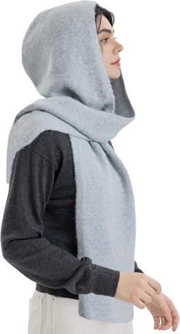 Hooded Scarf for Women Winter Warm Knitted 2 in 1 Hat and Scarf Balaclava Soft Neck Warmer for Cold Weather in Saudi Arabia