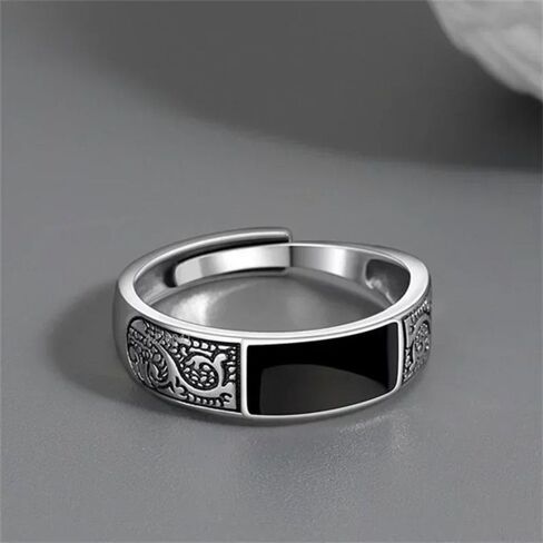 Retro Dragon Pattern Ring Dragon Pattern Minimalist Black Retro Men's Ring Retro Personalized Open Ring Man in Saudi Arabia