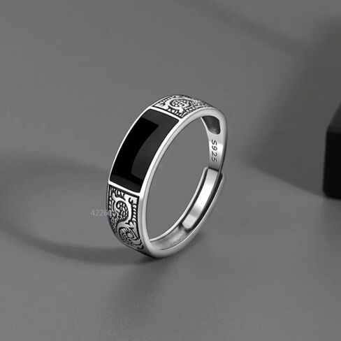 Retro Dragon Pattern Ring Dragon Pattern Minimalist Black Retro Men's Ring Retro Personalized Open Ring Man in Saudi Arabia