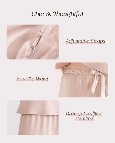 FEELITS 100% Mulberry Silk Pajamas Set for Women - 19 Momme Silk V-Neck Cami & Shorts, Adjustable Spaghetti Straps in Saudi Arabia
