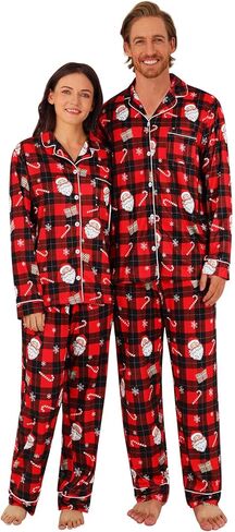 بيجامات عيد الميلاد من KOMEIANA للكبار والنساء والرجال بأزرار سفلية بيجامات للأزواج مجموعات متطابقة ملابس نوم للعطلات ملابس للاستلقاء in Kuwait