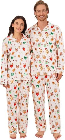 بيجامات عيد الميلاد من KOMEIANA للكبار والنساء والرجال بأزرار سفلية بيجامات للأزواج مجموعات متطابقة ملابس نوم للعطلات ملابس للاستلقاء in Kuwait