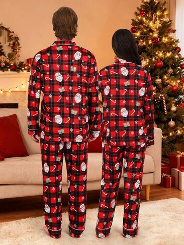 بيجامات عيد الميلاد من KOMEIANA للكبار والنساء والرجال بأزرار سفلية بيجامات للأزواج مجموعات متطابقة ملابس نوم للعطلات ملابس للاستلقاء in Kuwait