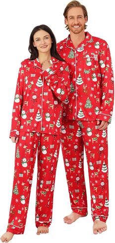 بيجامات عيد الميلاد من KOMEIANA للكبار والنساء والرجال بأزرار سفلية بيجامات للأزواج مجموعات متطابقة ملابس نوم للعطلات ملابس للاستلقاء in Kuwait