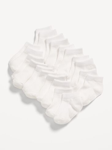 Old Navy Unisex 10-Pack Ankle Socks for Toddler & Baby - White in Saudi Arabia