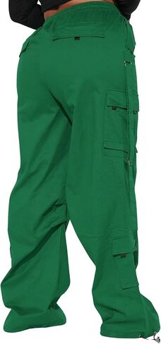 Charyeah Ribbon Cargo Pants المرأة عارضة السراويل الفضفاضة للنساء السراويل المظلة السفر مع جيوب الشارع الشهير in Kuwait