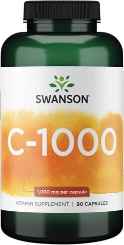 Swanson Vitamin C w/Rose HIPS - Herbal Supplement Promoting Skin Health, Heart Health & Immune System Support - Natural Formula Promoting Protection & Wellness - (90 Capsules, 1000mg Each) in Saudi Arabia