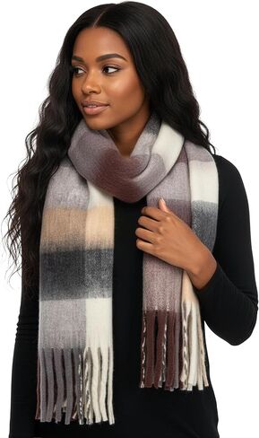 Funky Junque Luxury Cashmere Feel Winter وشاح - شال ناعم دافئ متماسكة - هدية عيد الأم - للنساء - أنماط متعددة in Saudi Arabia