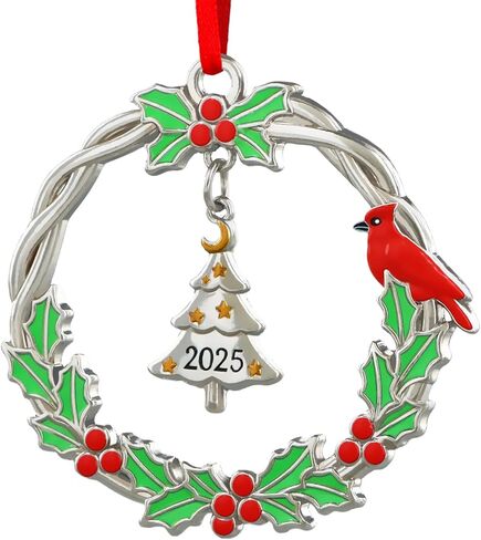 FLYAB Christmas Ornaments 2025 Silver Dated Ornament for Christmas Tree Decorations Memorial Gifts for Women Friend Colleague Metal Hanging Ornaments for Birthday Graduation Holiday Party Supplies in Saudi Arabia