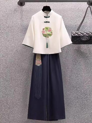 HUANGBAIYI تناسب المرأة اليومية هانفو شيونغسام من الصين نمط الشاي الصيني ملابس العمل النسائية in Saudi Arabia