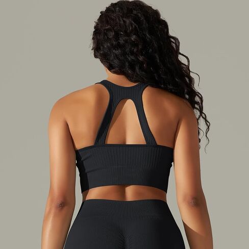 Sports Bras for Women Racerback High Support Bras Padded Workout Bras Seamless Yoga Athletic Bra in Saudi Arabia
