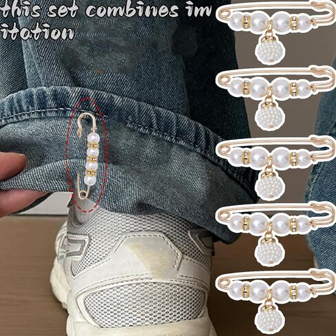 6Pcs/Set Fashion Brooch Pins Sweater Shawl Pins Womens Pearl Brooches for Clothing Dresses Decoration Accessories Pants Extender Safety Pin in Saudi Arabia