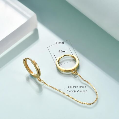 Rnivida 925 الفضة الاسترليني سلاسل هوب مزدوجة أقراط ثقب مزدوج للنساء، استرخى هوب أقراط فتحتين ثقب المجوهرات الهدايا in Saudi Arabia