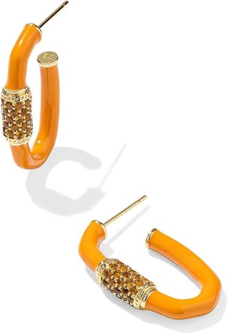 Kendra Scott, Women's, Emery Enamel Hoop Earrings, Golden Yellow Crystal, One Size in Saudi Arabia