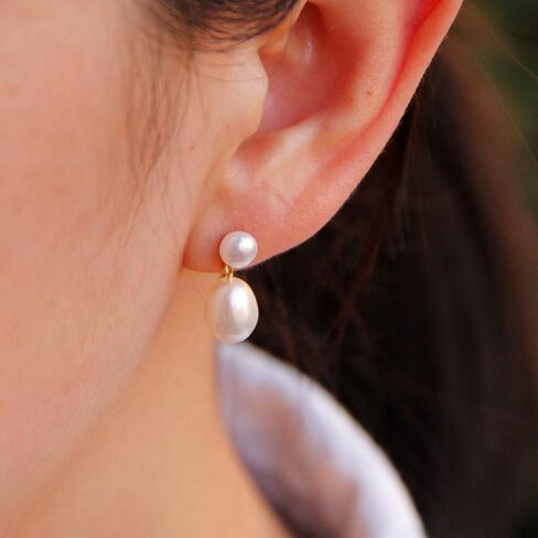 Silver Classic Pearl Drop Hoop Earrings for Women Bridal Wedding Jewelry Gift Fall Fashion Must Haves in Saudi Arabia