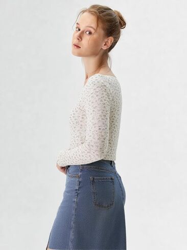 Women’s Floral Print Button Down Knit Top Long Sleeve Winter Cute Bow Detail in Saudi Arabia
