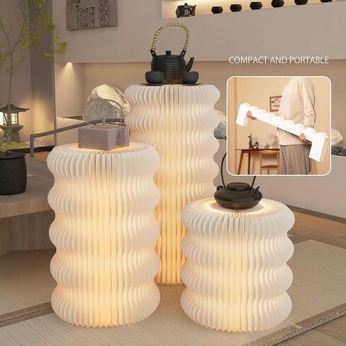 Pedestal Stand For Parties Display Stand Ornament Expandable Retail Risers Collapsible Foldable Pedestal Shelves Plant Stands Decorative Storage Platform For Home Wedding Decor Stores Figurines (White, D15.75"xH30.71") in Saudi Arabia