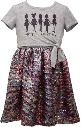 Bonnie Jean Girl's Dress - Girl Power Sequin Dress for Little and Big Girls 4-6x and 7-16 in Saudi Arabia