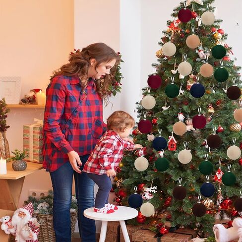 12pcs Christmas Tree Hanging Ball Decoration 2.4Inch Velvet Christmas Ornaments Balls Flocked Shatterproof Plastic Xmas Tree Ball for Party Holiday Wedding Home Decor (1, Burgundy, 12PCS) in Saudi Arabia