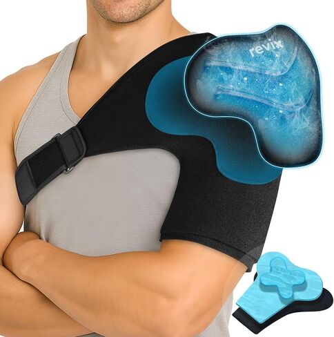 REVIX Triple-Layer Gel Shoulder Ice Pack Wrap for Rotator Cuff, Reusable Ice Pack Shoulder Brace with Extra Removable Coldfocus for 30-Min Long-Lasting Cold Therapy, Soothe Biceps & Muscle Discomfort in Kuwait