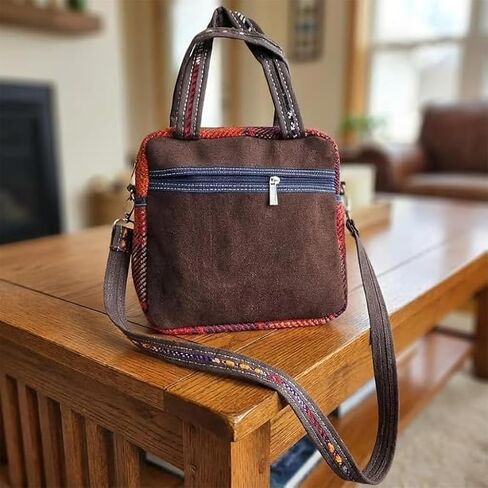 Handmade Turkish Kilim Rug Crossbody Bag, Small Woven Boho Purse with Pocket, Vintage Tribal Style in Saudi Arabia