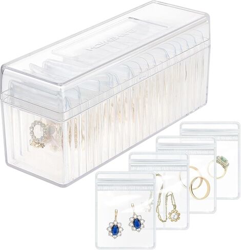 Travel Jewelry Organizer Box with Mirror – Leather Jewelry Case Gift for Women and Girls – 5 Anti-Tarnish Velvet Pouches, Ring Slots & Bracelet Pillow – Portable Jewelry Storage, Black in Saudi Arabia