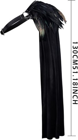 L'Vow Black Half Counder Cape مع تجاهل الريشة - عصر النهضة رينجر Cloak هالوين لارس القوطية الفارس cosplay in Saudi Arabia