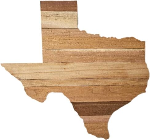 Texas State Wood Wall Art, Rustic Wooden State Sign, Natural Wood Grain Decor in Saudi Arabia