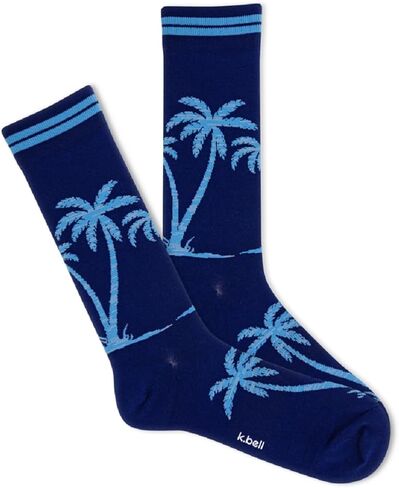 K. Bell Men's Random Feed Palm Tree Crew Socks 1 Pair, Cobalt Blue, Men's 10-13 Shoe in Saudi Arabia