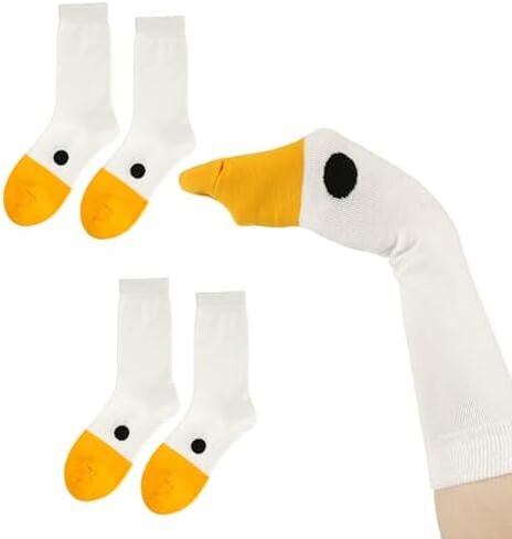 2 Pairs Unisex Goose Socks, Funny Novelty Silly Socks Creative White Duck Socks Goose Head Socks Casual Cotton Socks Crew Socks Gifts for Women Men s Costume Party in Saudi Arabia