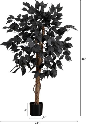 Nearly Natural 3ft Artificial Halloween Black Ficus Tree with Natural Trunk - Indoor Decor for Spooky Gatherings in Saudi Arabia