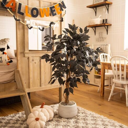 Nearly Natural 3ft Artificial Halloween Black Ficus Tree with Natural Trunk - Indoor Decor for Spooky Gatherings in Saudi Arabia