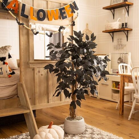 Nearly Natural 3ft Artificial Halloween Black Ficus Tree with Natural Trunk - Indoor Decor for Spooky Gatherings in Saudi Arabia