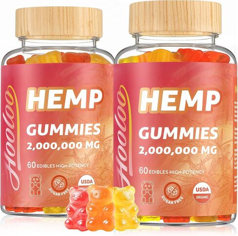Hooloo Homp Hemp Gummies للبالغين - فاعلية عالية 2،000.000 ملغ ، 100 ٪ طبيعية طبيعية نقية السكر الحرة الفواكه القنب ، مصنوعة في الولايات المتحدة الأمريكية in Kuwait