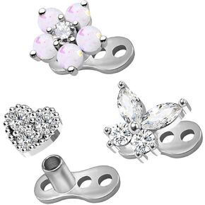 CHARMONLINE 14G Heart Leaf Butterfly Flower Dermal Anchor Tops 316L Surgical Steel Dainty Crystal Microdermals Body Piercings Studs Punk Personalized Jewelry for Women in Kuwait