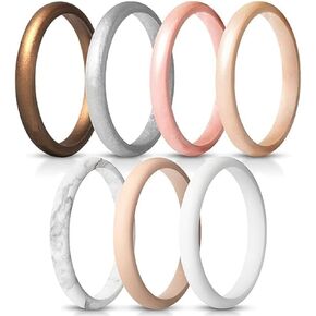 icooci 10 Pack Silicone Stackable Rings - Women's Modern Promise Rings, 2.5mm Wide, 2mm Thick in Saudi Arabia