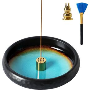 Anywind Ceramic Incense Burner,Handmade Incense Stick Incense Burner Reflux Burner,Sage, Coil Incense, Ash Catcher, Smudge Bowl for Yoga Meditation Room Décor,Crack Yellow in Saudi Arabia