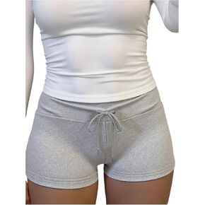 SHENHE Women's Micro Sweat Shorts Y2K Low Rise Drawstring Waist Bodycon Workout Mini Shorts in Kuwait