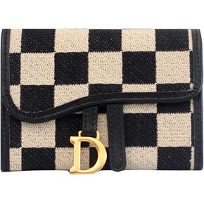 Checkered Wallets for Women,Cute Slim Card Holder Canvas Front Pocket Checkered Wallet,Small Credit Card Case for Women in Kuwait
