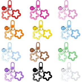 12 Pcs Acrylic Star Keychain with Metal Lobster Colorful Star and Bell Keychain Candy Color Pendant Key Charm Clip for Women Backpack Car Keys (12 Colors) in Saudi Arabia