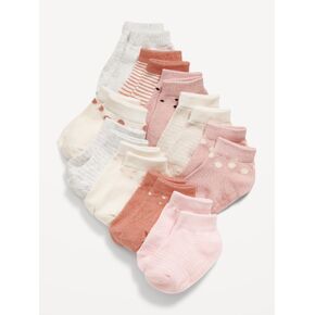 Old Navy Unisex 10-Pack Ankle Socks for Toddler & Baby - Pink Stripe in Saudi Arabia