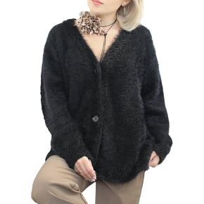 سترات Kwunbwa النسائية الغامضة بياقة على شكل V وأكمام طويلة وأزرار سفلية عصرية كبيرة الحجم ومتماسكة مترهل in Kuwait