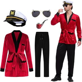 Leajap Halloween Men's Captain Costume Set: Complete Outfit with Hat, Sunglasses & Accessories in Saudi Arabia