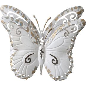 SOFE Vintage Metal Butterfly Wall Decor 8 × 9 Inches, Distressed White 3D Butterfly Wall Art, Rustic Hanging Garden Ornaments for Room, Backyardyard, Patio in Saudi Arabia