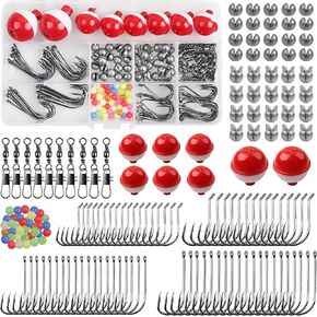أدوات صيد الأسماك ، 185pcs صيد الأسماك الأساسية تعويم السنانير تشويش تشكيلة الخطافات الأخطبوط ، خطاف baitholder ، دوار برميل الأوزان مربع معالجة سمك السلمون المرقط in Kuwait
