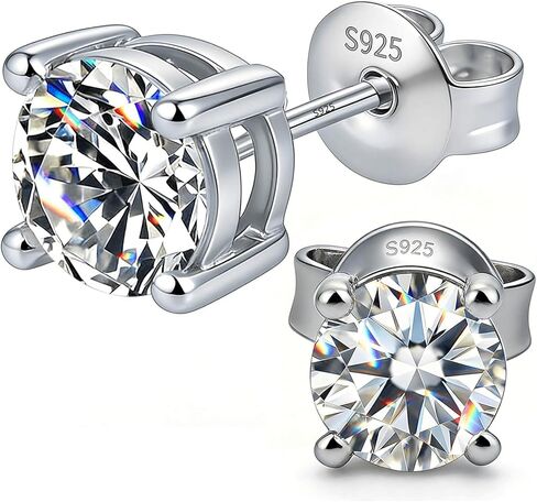 WES Moissanite Stud Earrings for Women Men - Hypoallergenic 925 Sterling Silver with 14K White Gold Plated Round Moissanite Earring in Saudi Arabia