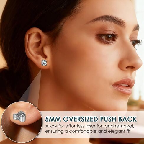 WES Moissanite Stud Earrings for Women Men - Hypoallergenic 925 Sterling Silver with 14K White Gold Plated Round Moissanite Earring in Saudi Arabia
