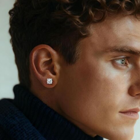 WES Moissanite Stud Earrings for Women Men - Hypoallergenic 925 Sterling Silver with 14K White Gold Plated Round Moissanite Earring in Saudi Arabia